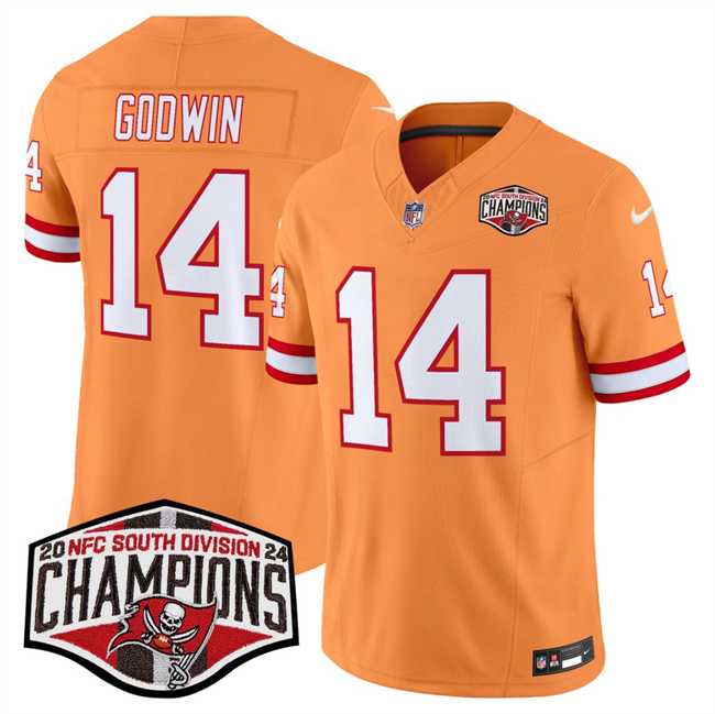 Mens Tampa Bay Buccaneers #14 Chris Godwin Orange F.U.S.E. 2024 NFC South Champions Limited Stitched Jersey